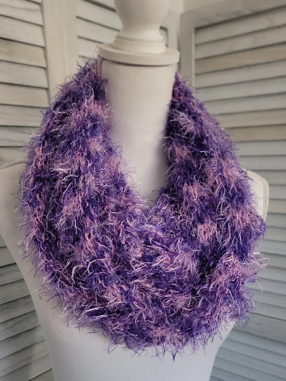 Magic Fuzzy Purple and Pink Eyelash Yarn Scarf